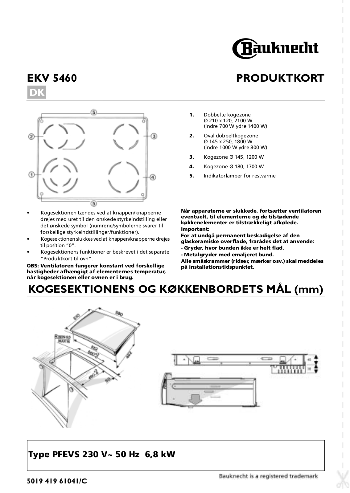 Whirlpool EKV 5460 IN-1 PROGRAM CHART