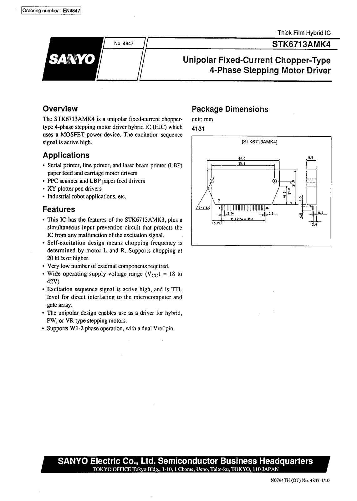 SANYO STK6713AMK4 Datasheet