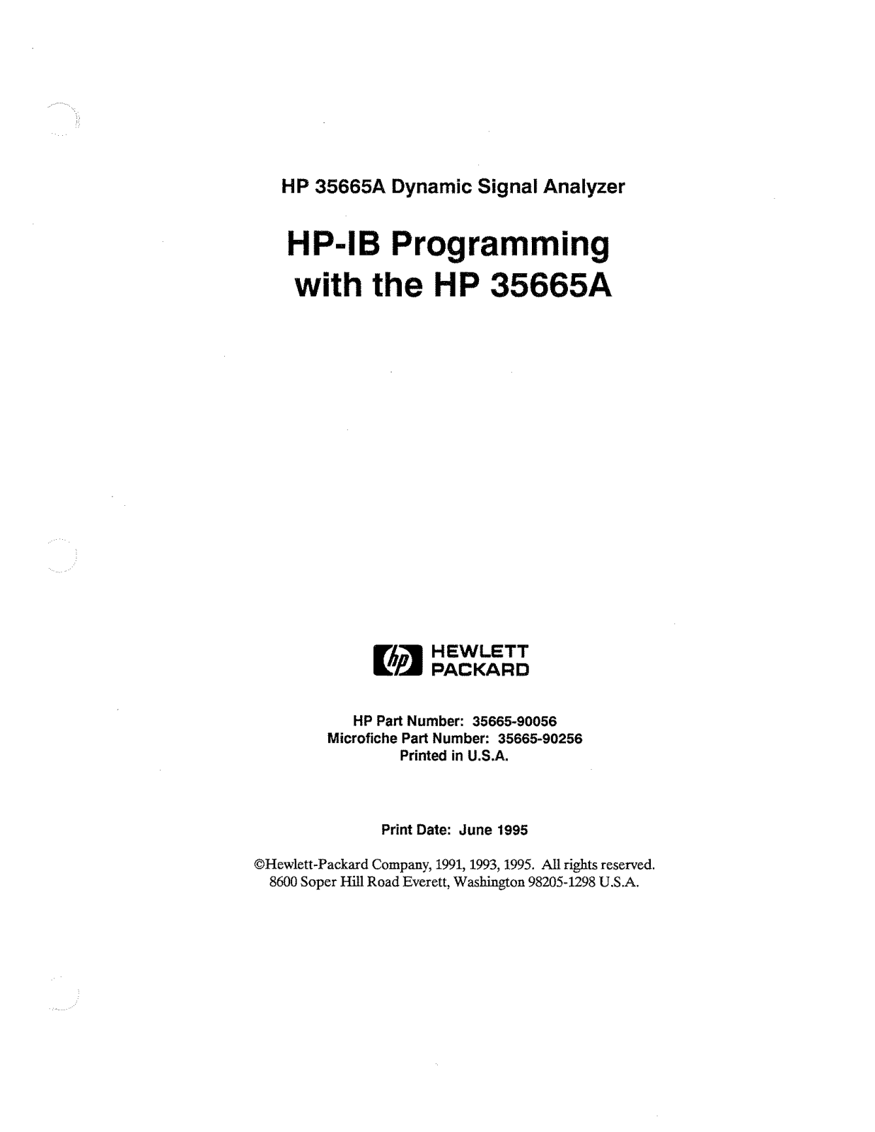 HP (Hewlett-Packard) 35665A User Manual