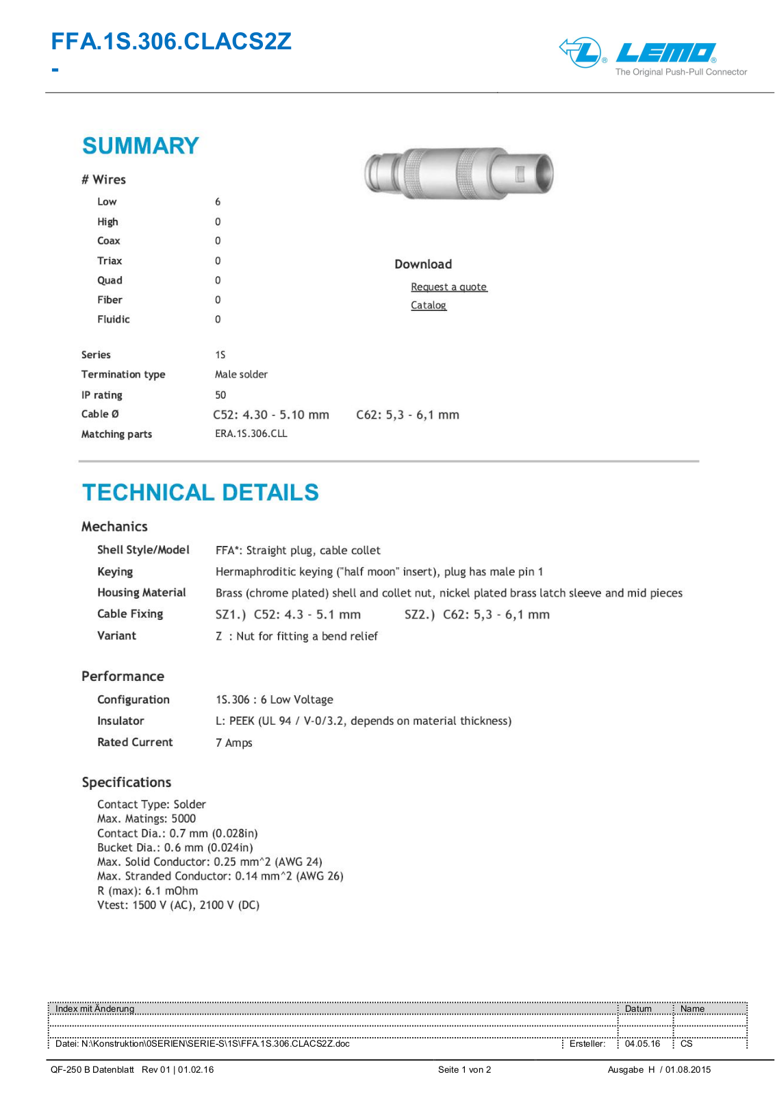 LEMO LEMO FFA1S306CLA Datasheet - ManualMachine.com