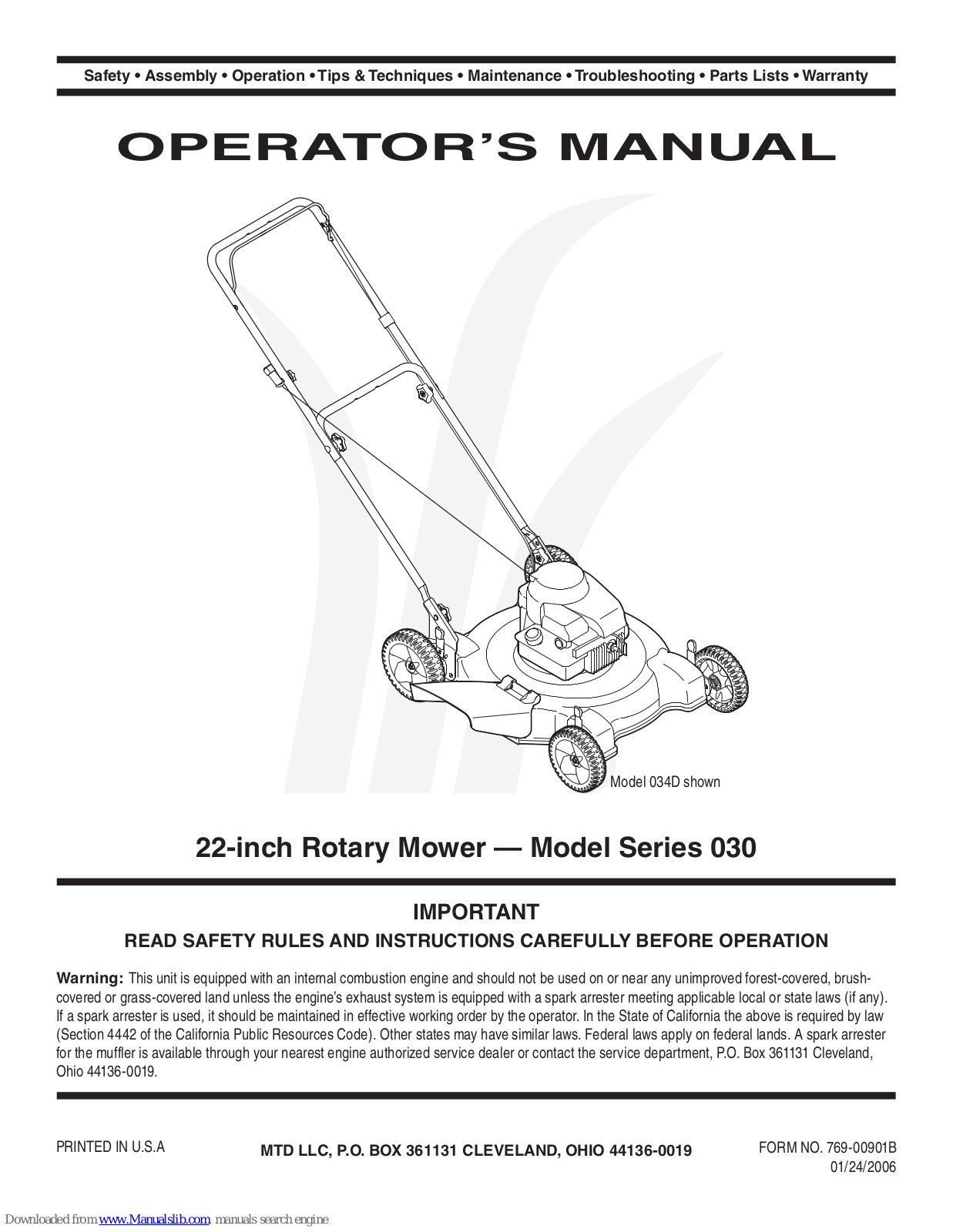 MTD 30 Operator's Manual