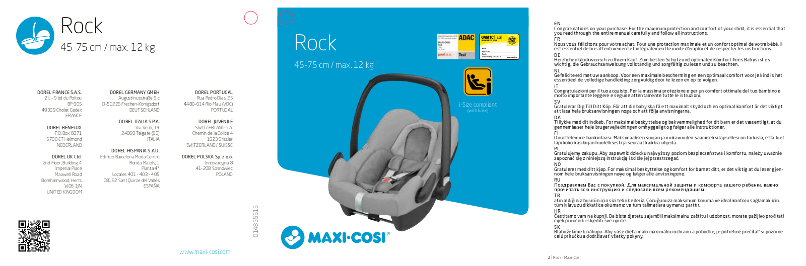 Maxi-Cosi Rock Essential Black, Rock Essential Red, Rock Essential Blue User manual