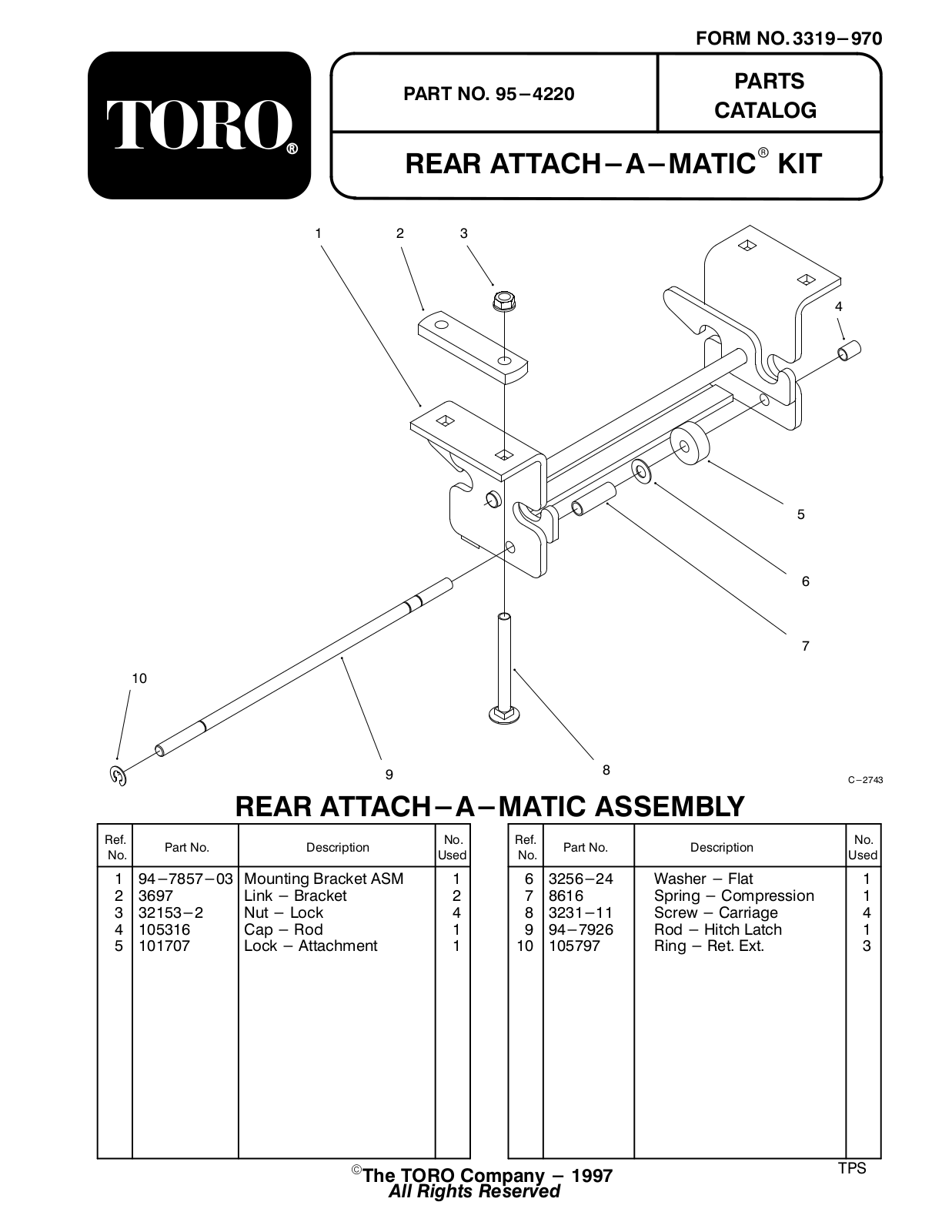 Toro 95-4220 Parts Catalogue