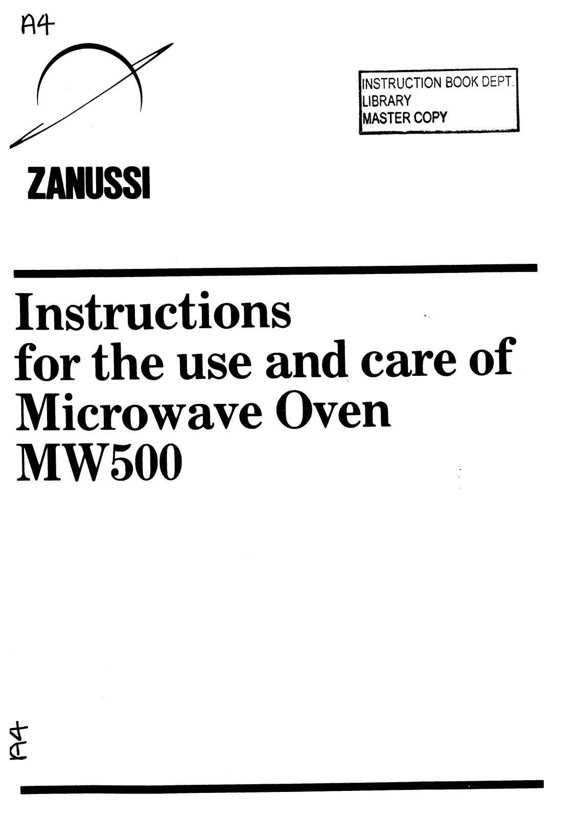 Zanussi MW500 User Manual