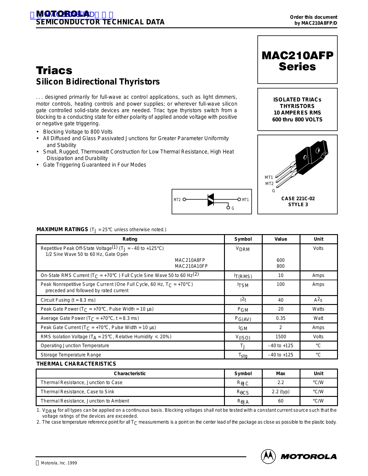 MOTOROLA MAC212AFP User Manual