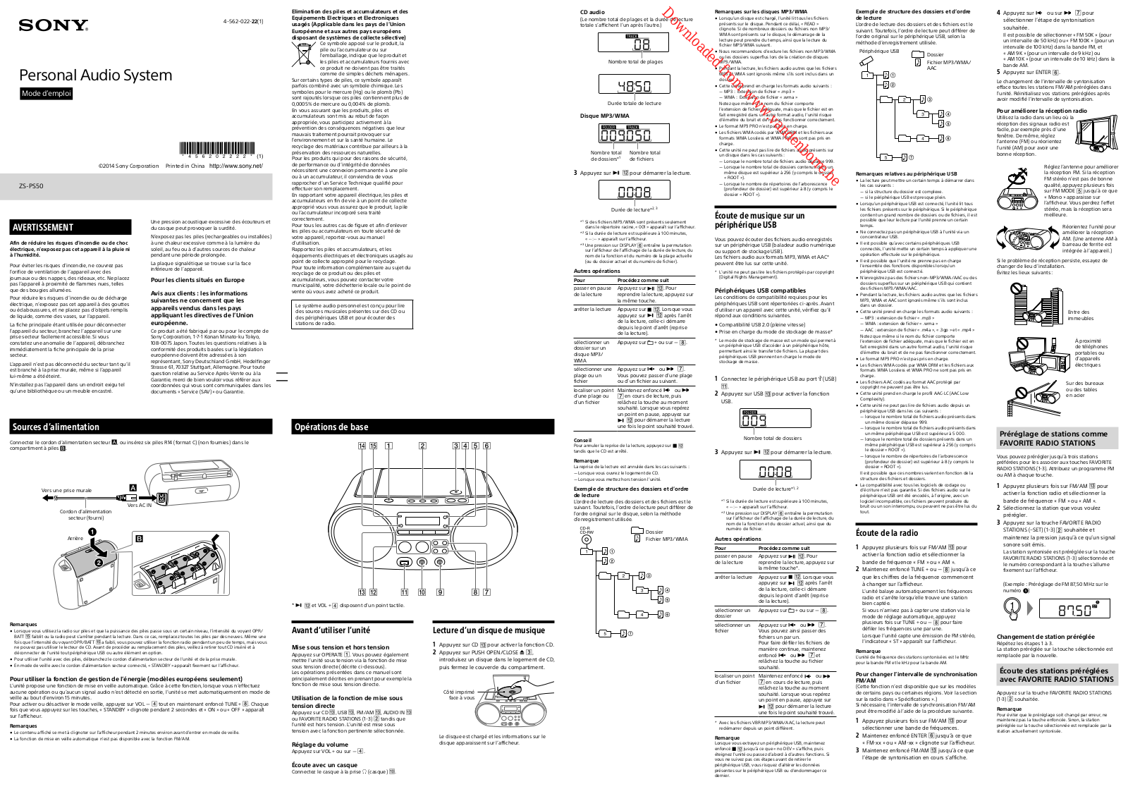 SONY ZSPS50B User Manual