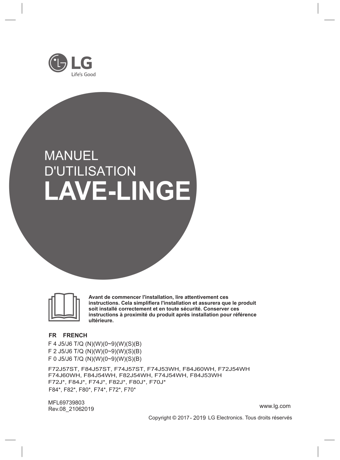 LG F84J54WH User manual