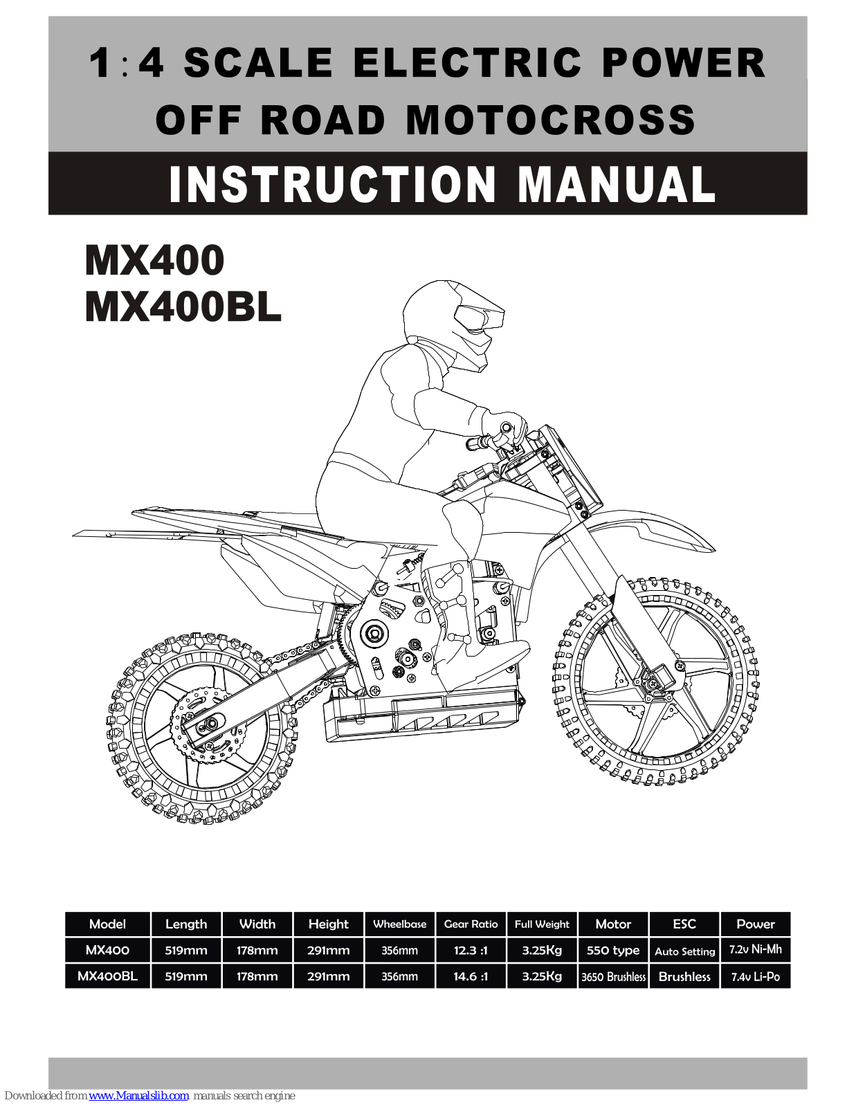 Himoto MX400BL, MX400 Instruction Manual