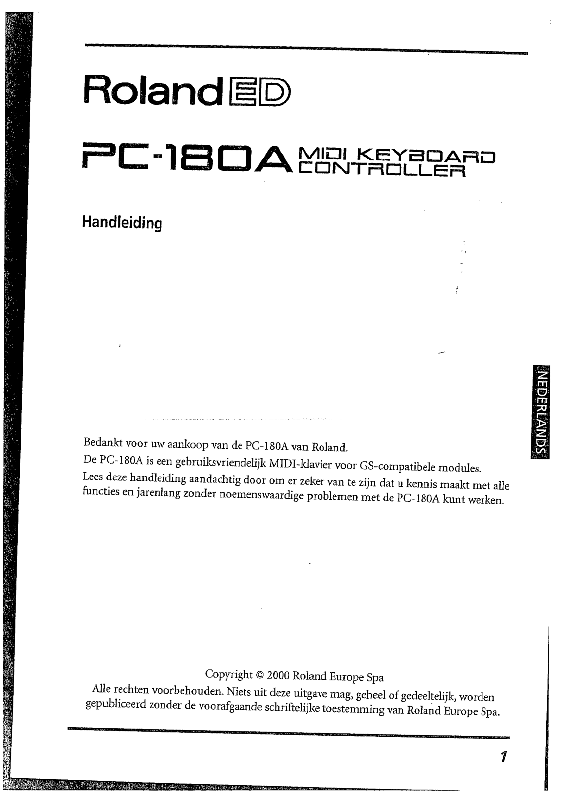 Roland PC-180A User Manual