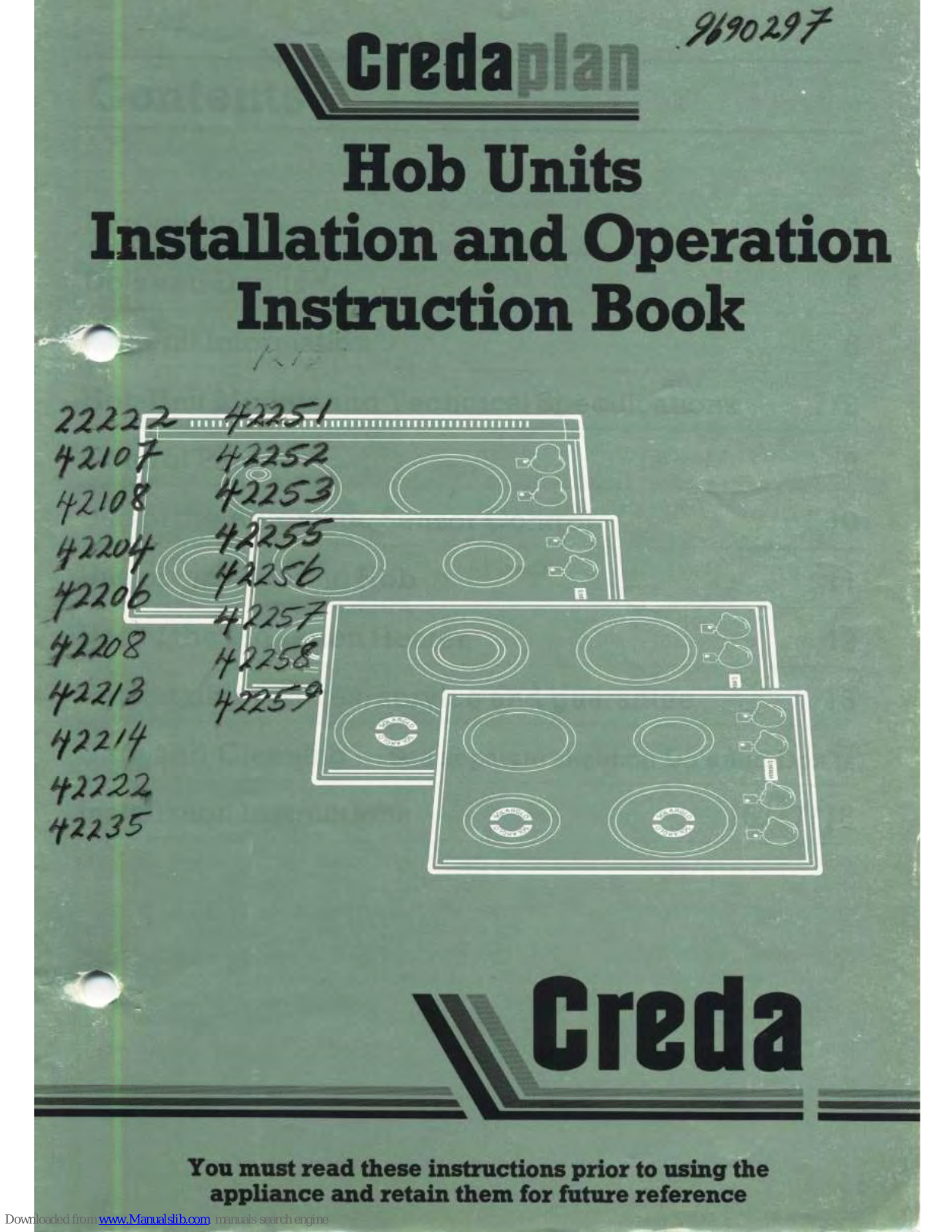 Creda 42252, 42257, 42253, 42255, 42256 Installation And Operation Instruction Manual