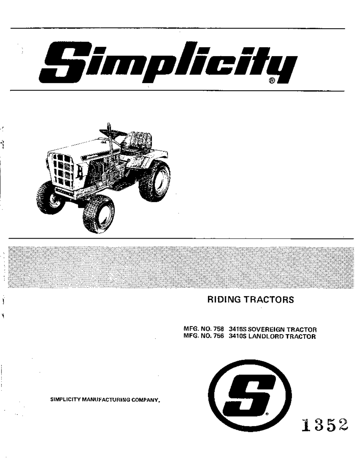 Simplicity 758 3415S User Manual