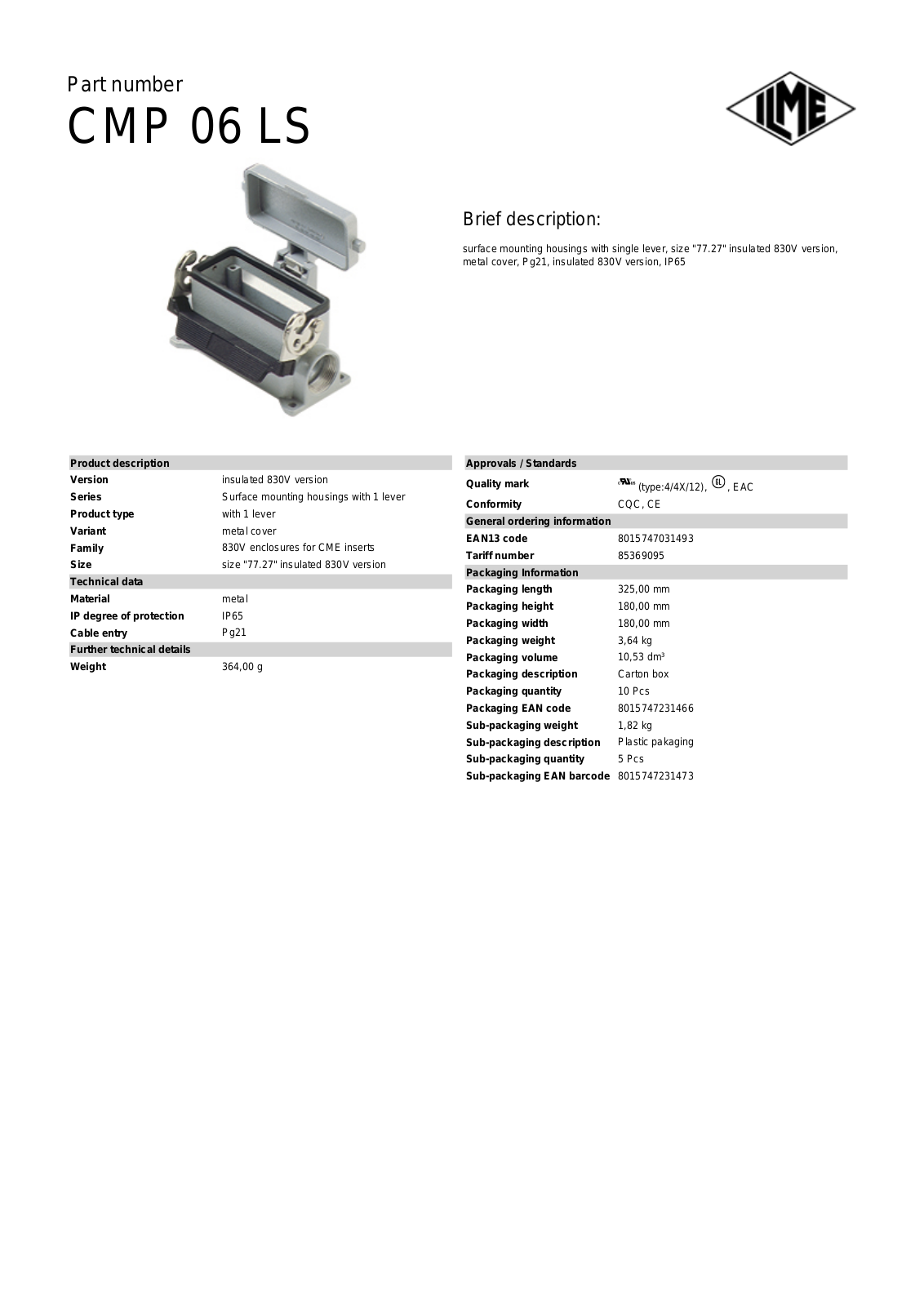 Datasheet CMP-06LS Datasheet (ILME) - ManualMachine.com