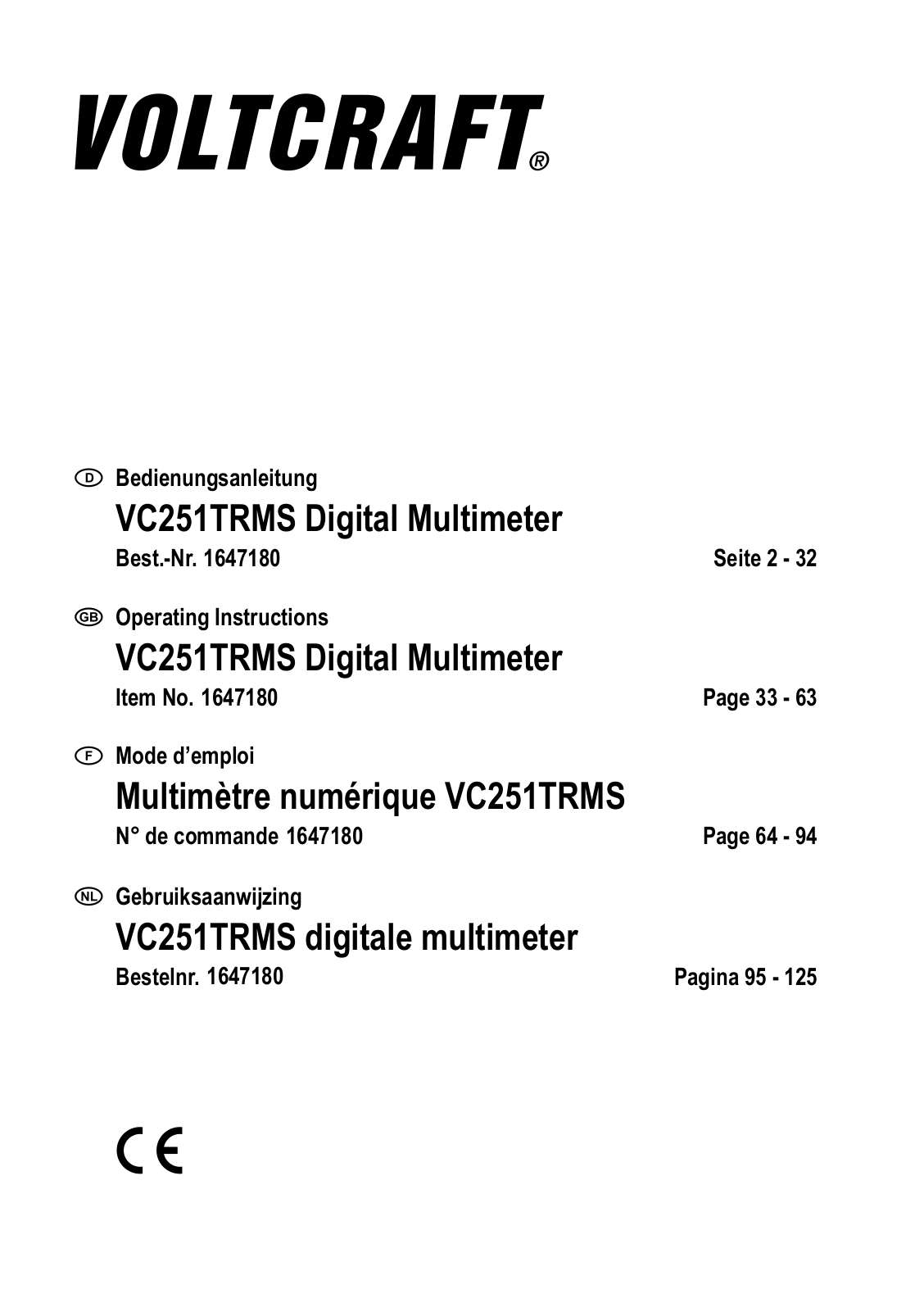 VOLTCRAFT VC251TRMS User guide