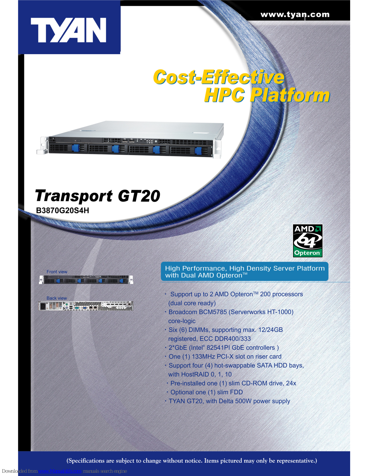 TYAN Transport GT20 B3870G20S4H, Transport GT20, B3870G20S4H Specification