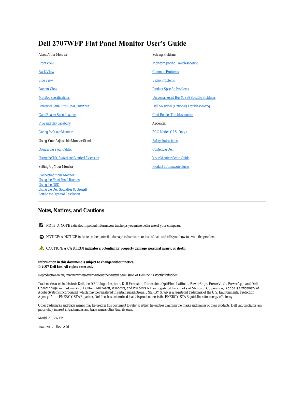 Dell 2707WFP User Manual