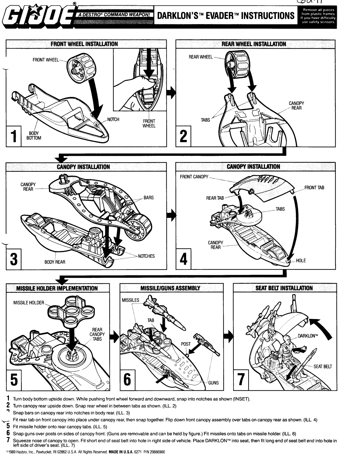 HASBRO GIJoe Darklon's Evader User Manual