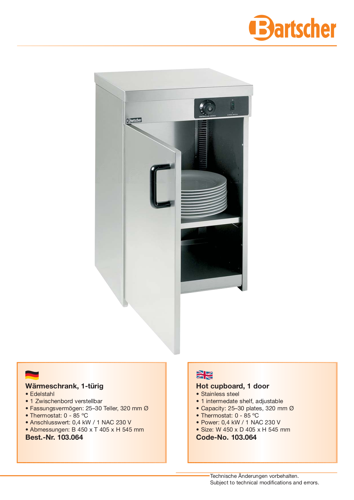 Bartscher 103064-041 User Manual