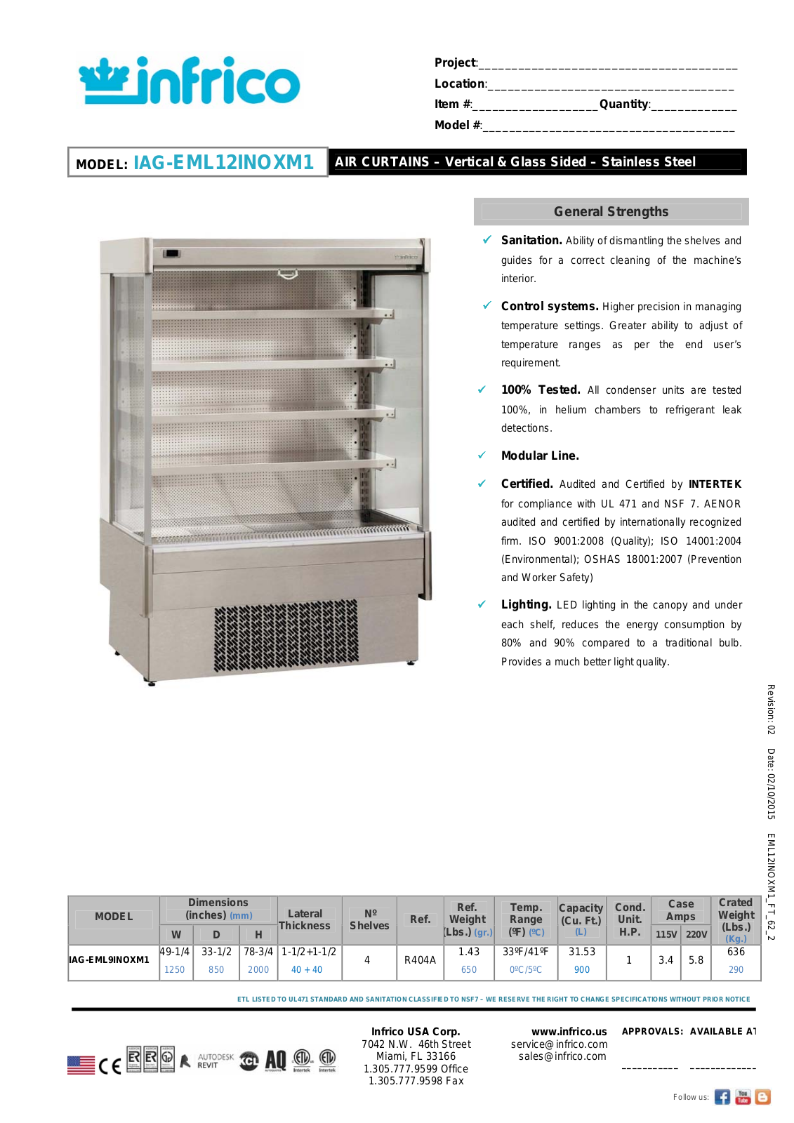 Infrico IAG-EML12INOXM1 User Manual