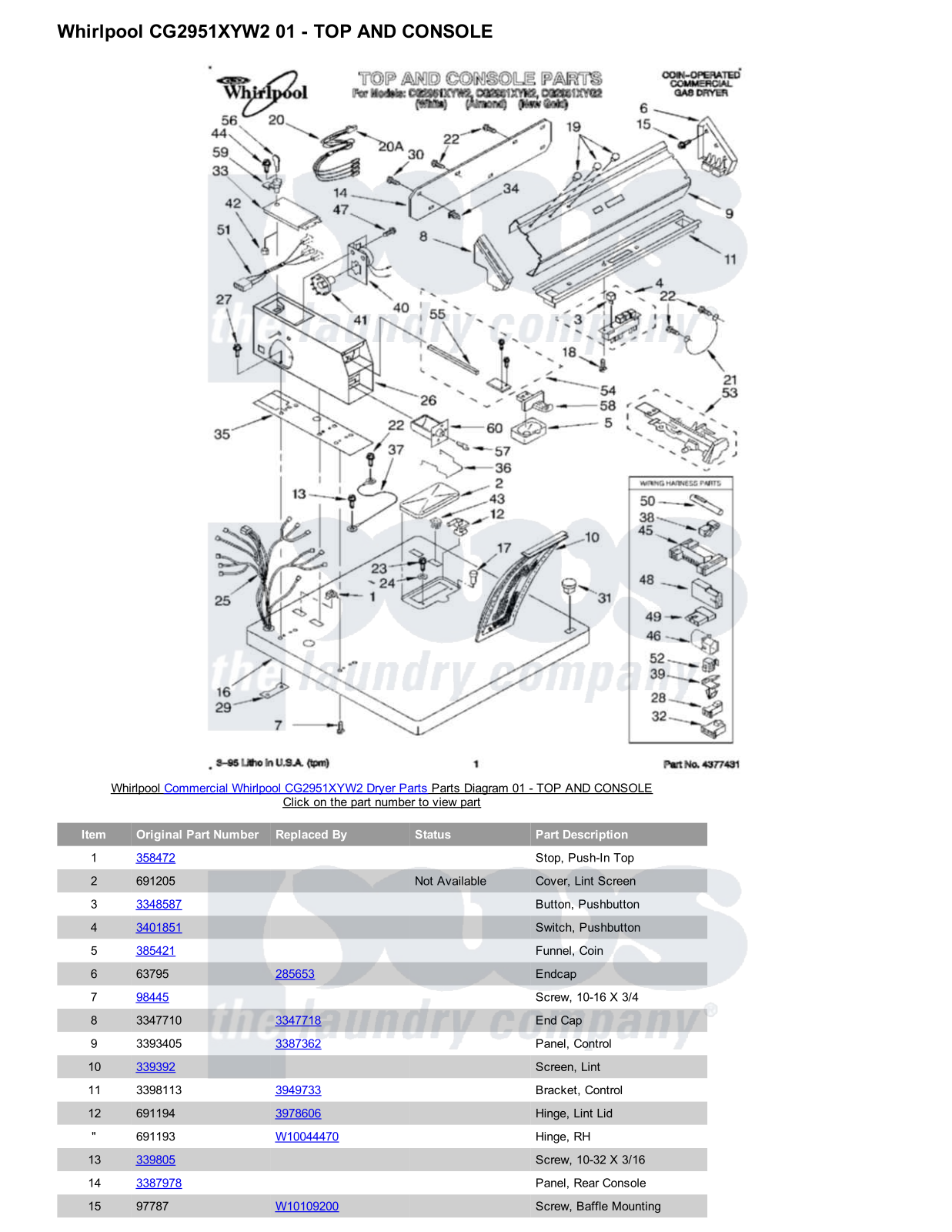 Whirlpool CG2951XYW2 Parts Diagram