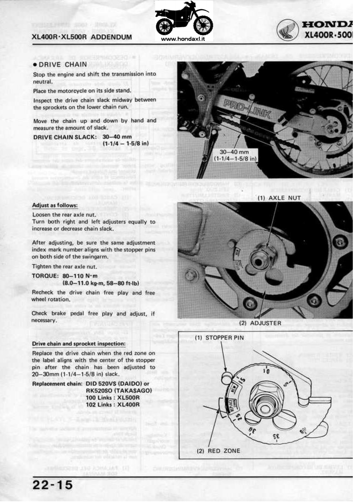 Honda XL400R, XL500R Service Manual