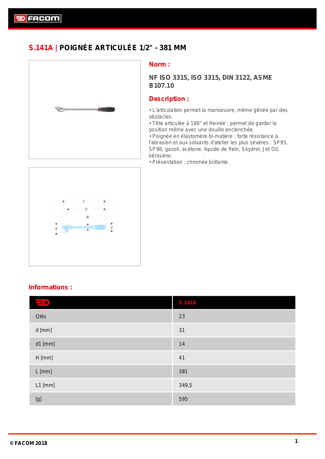 Facom S.141A Specification - ManualMachine.com