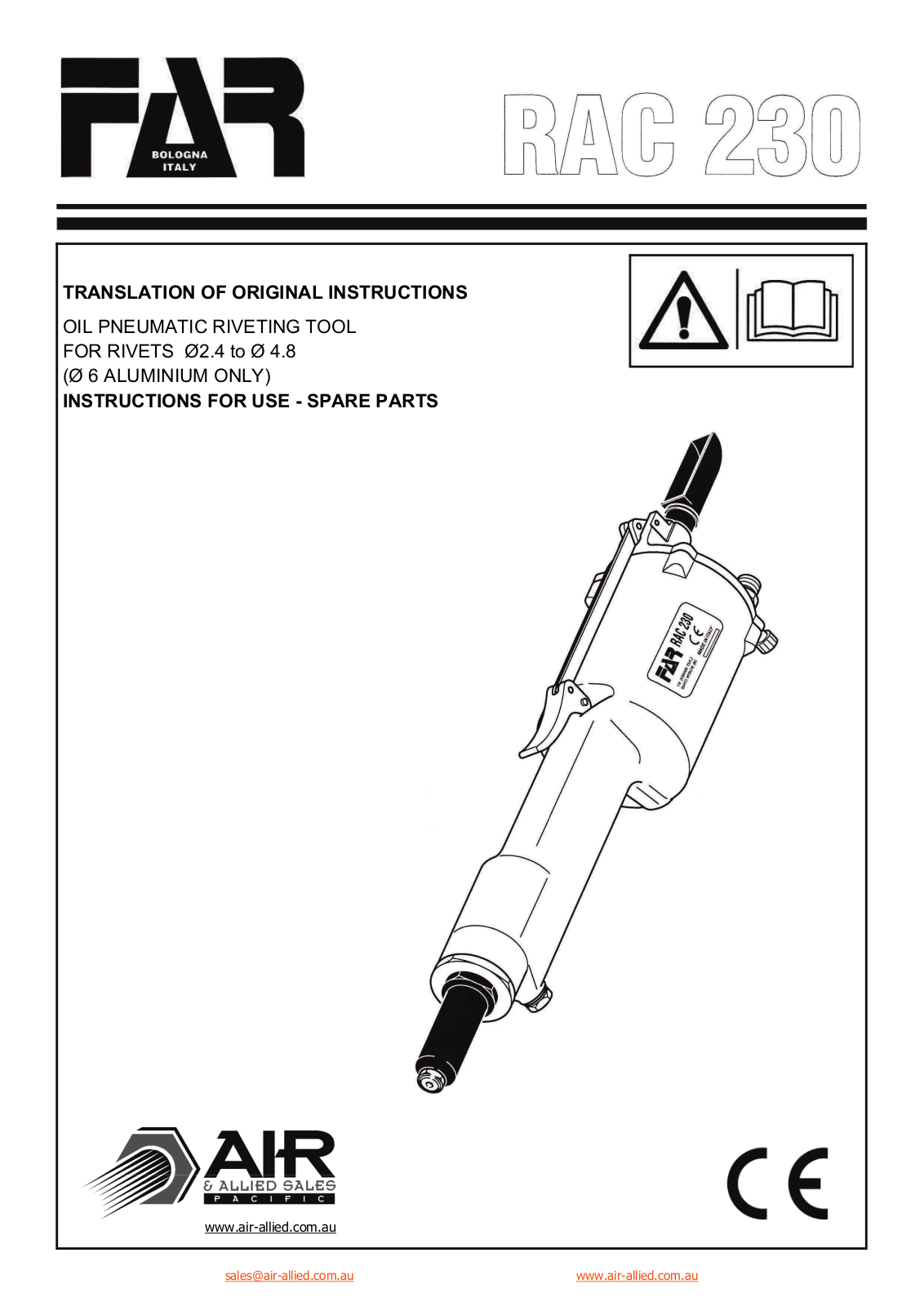 FAR RAC 230 Operating Instructions And Spare Parts List