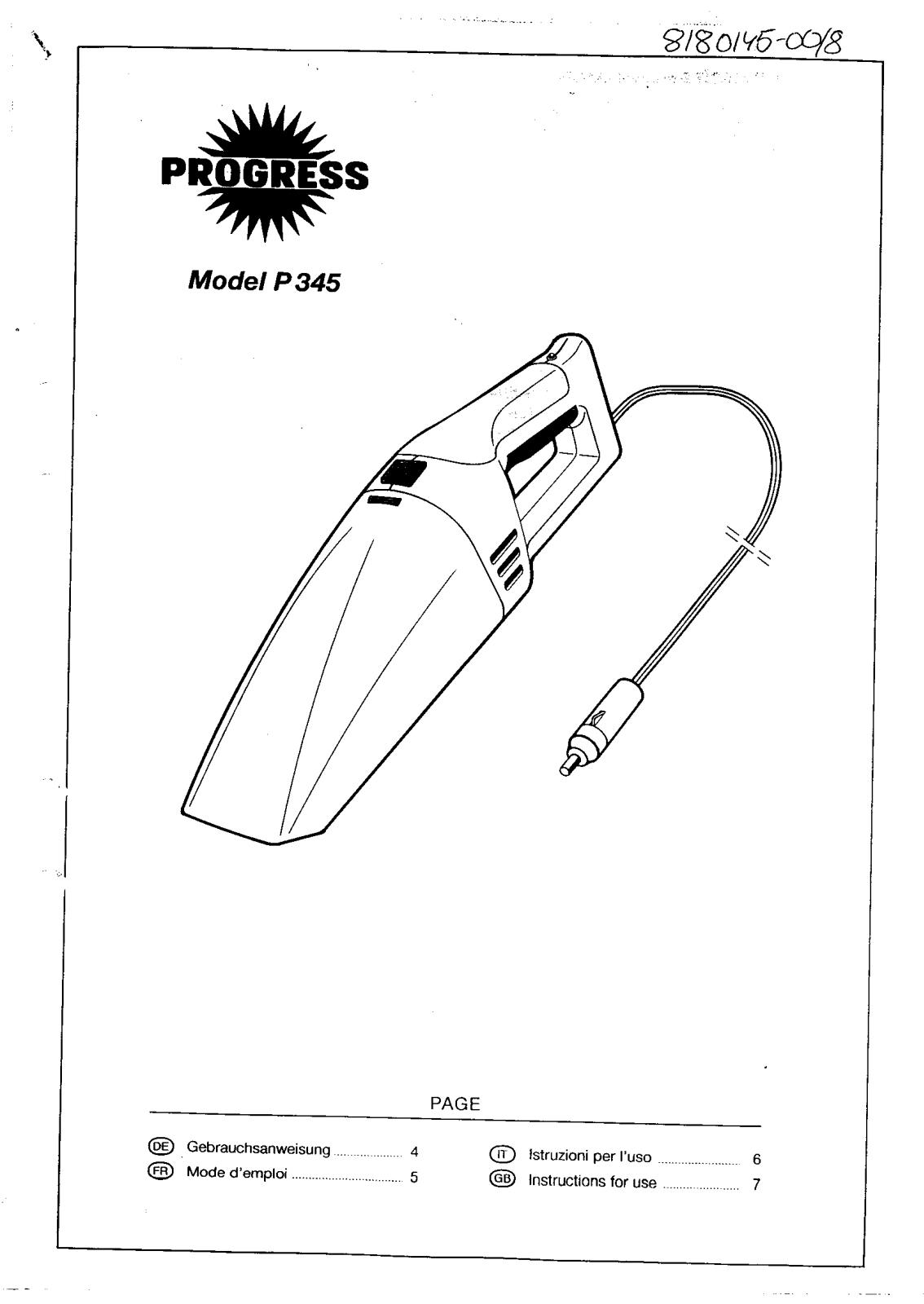 PROGRESS PB343B User Manual