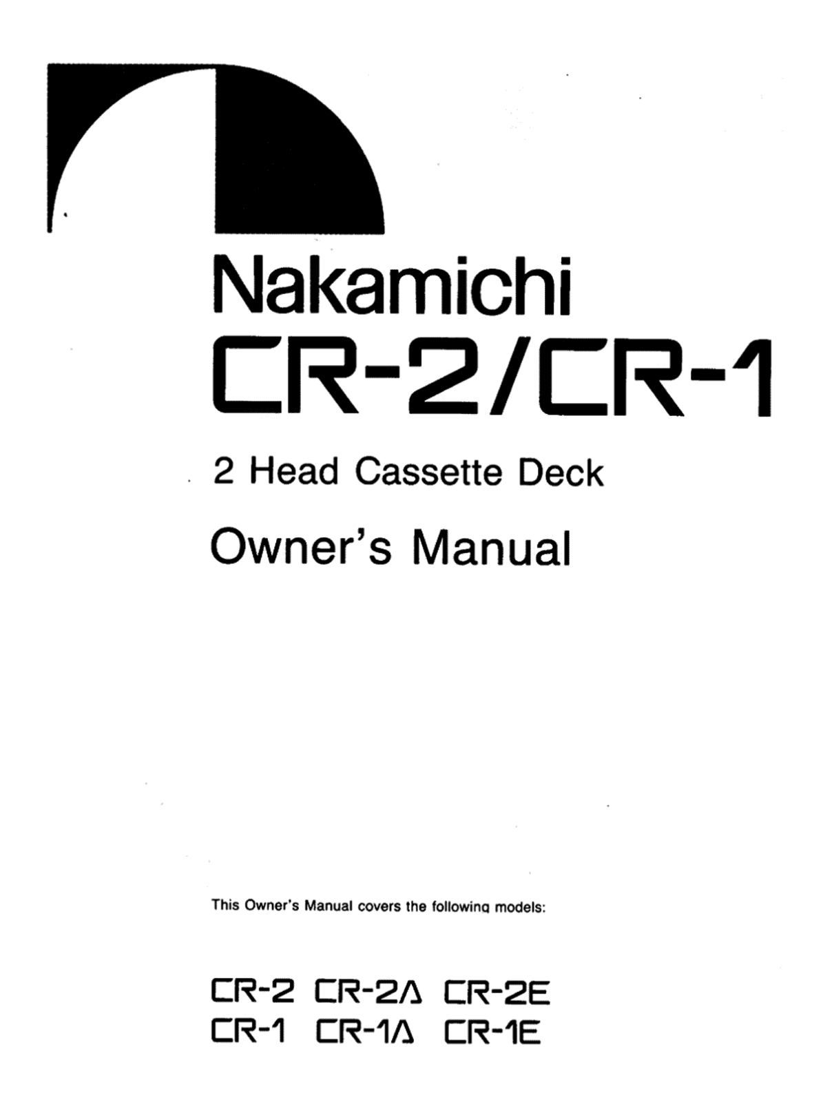 Nakamichi CR-1-A Owners manual