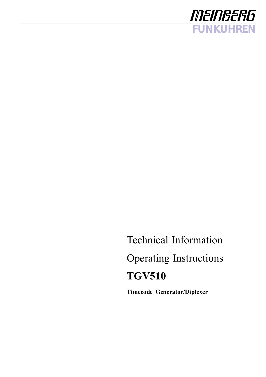 Meinberg TCG510 User Manual