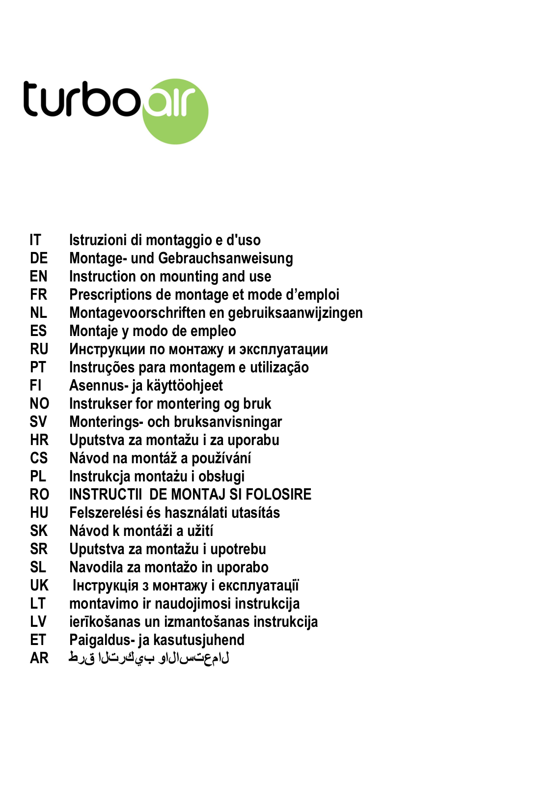 Turboair Gioia User Manual