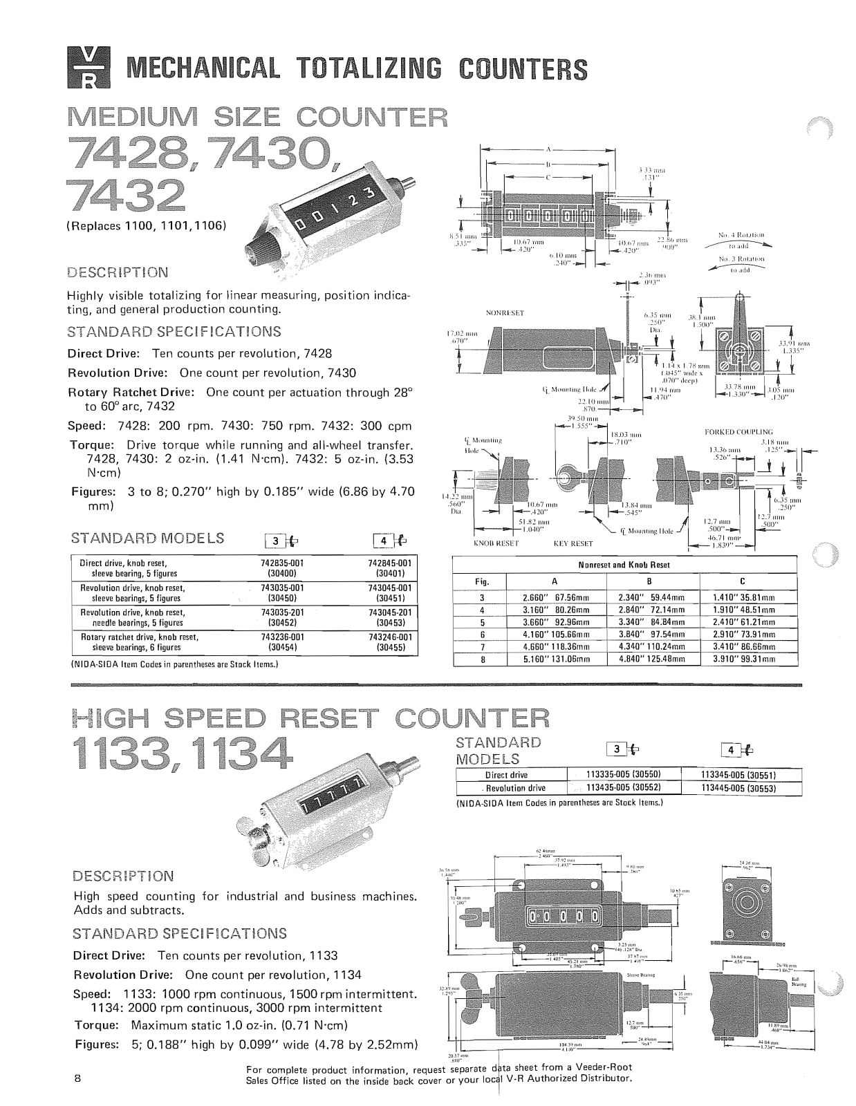 Danaher Controls 1133, 1134 Data Sheet