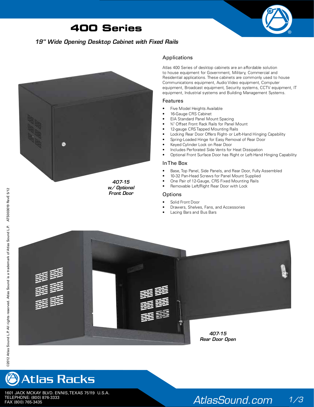 Atlas IED 410-15, 418-15 Data Sheet