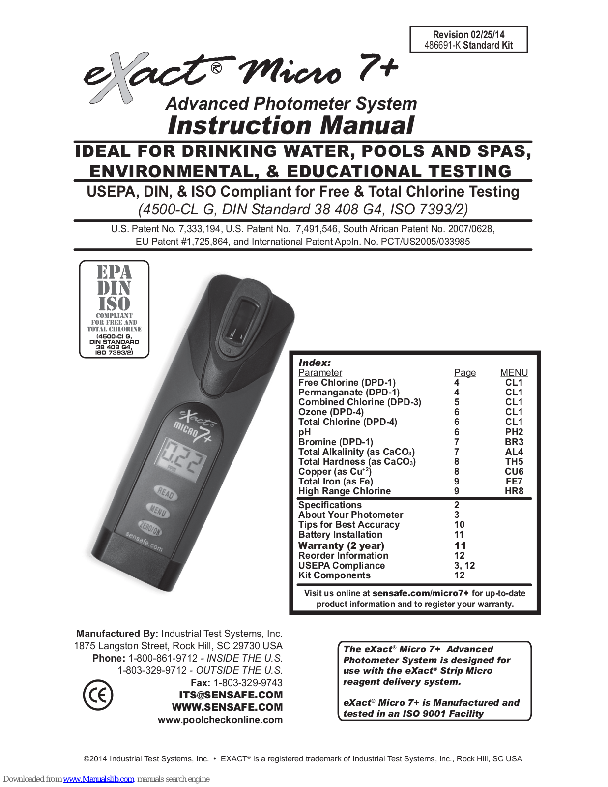 Industrial Test Systems eXact Micro 7+, 486691-K Instruction Manual