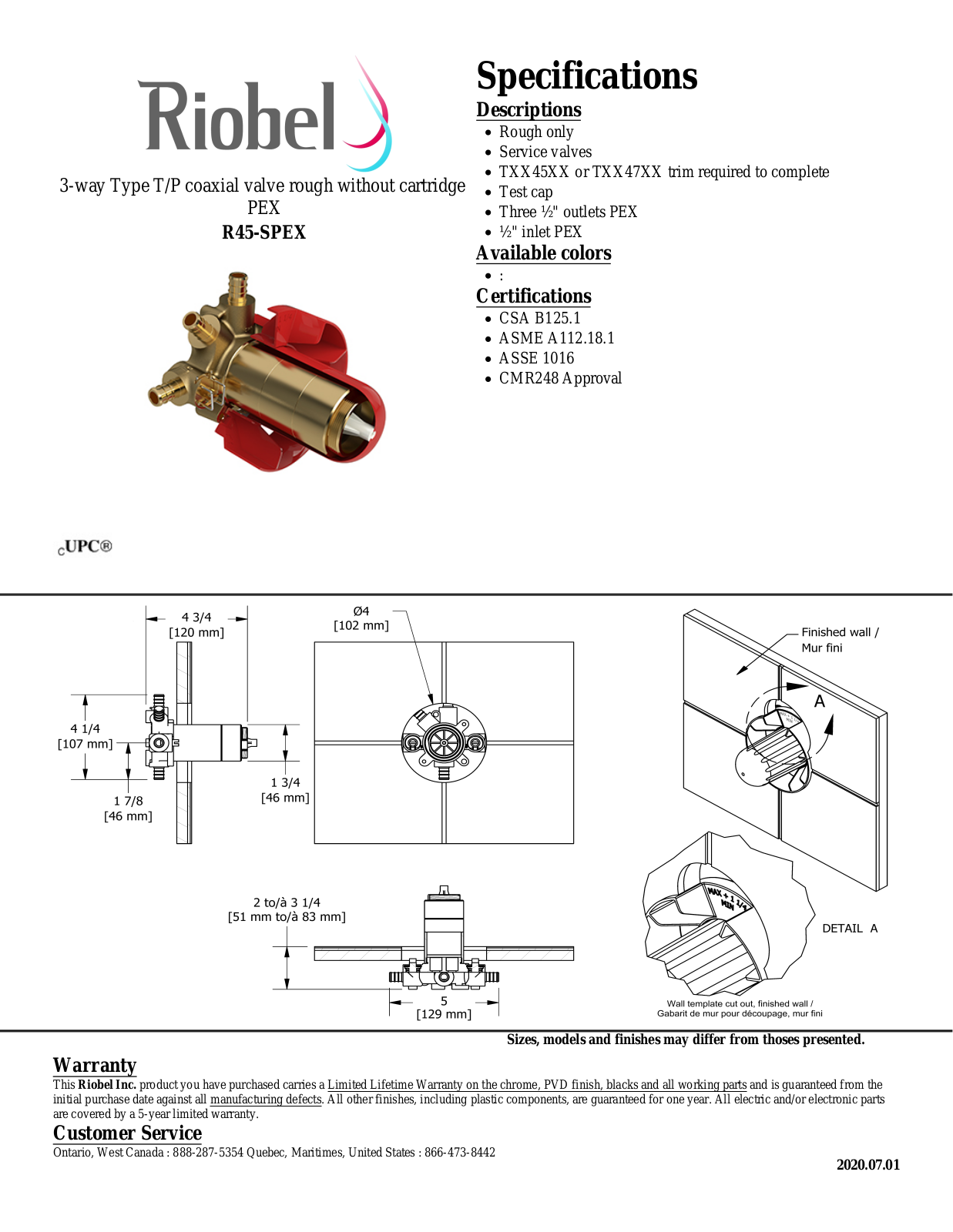 Riobel R45SPEX Specifications - ManualMachine.com