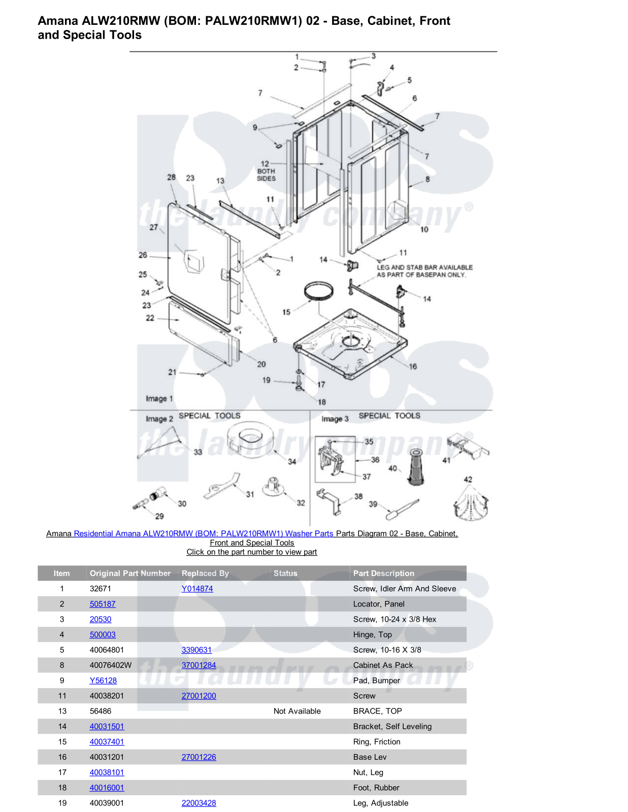 Amana ALW210RMW Parts Diagram