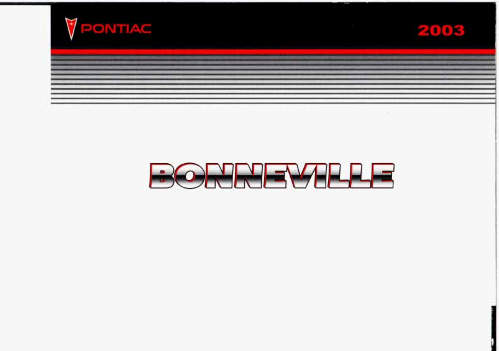 Pontiac BONNEVILLE 2003 Owner Manual