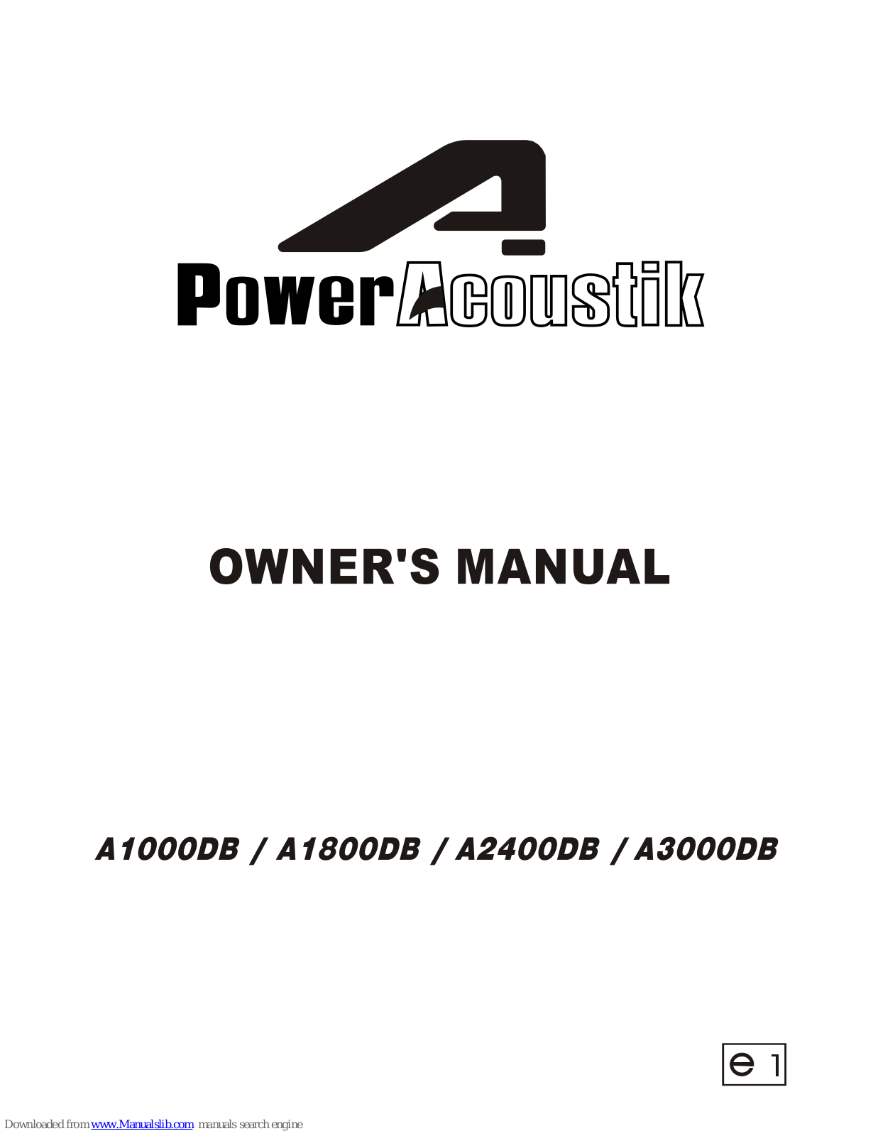 Power Acoustik A1000DB, A1800DB, A3000DB, A2400DB Owner's Manual