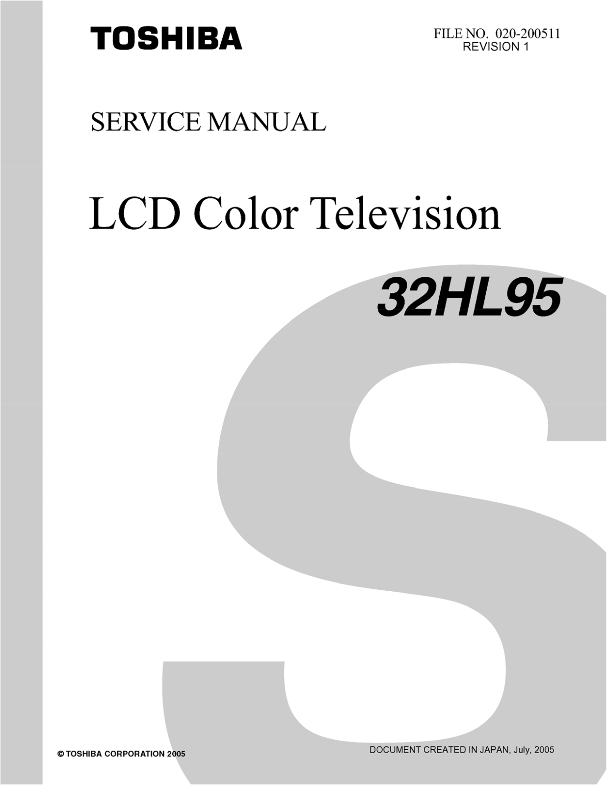 Toshiba 32HL95 Service Manual