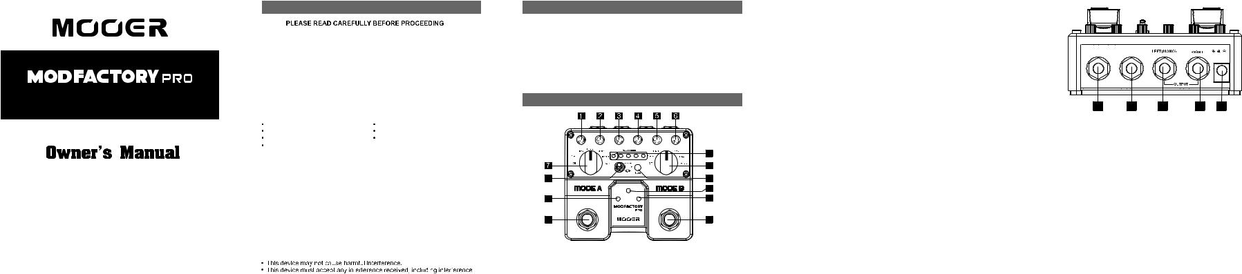 Mooer Mod Factory Pro Owner`s Manual