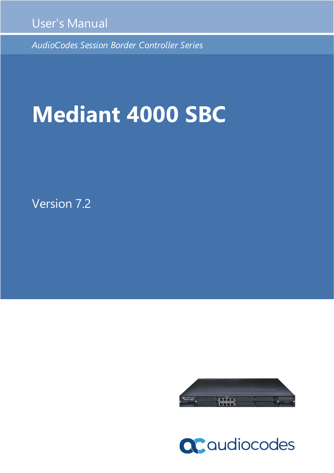 AudioCodes Mediant 4000 SBC User Manual