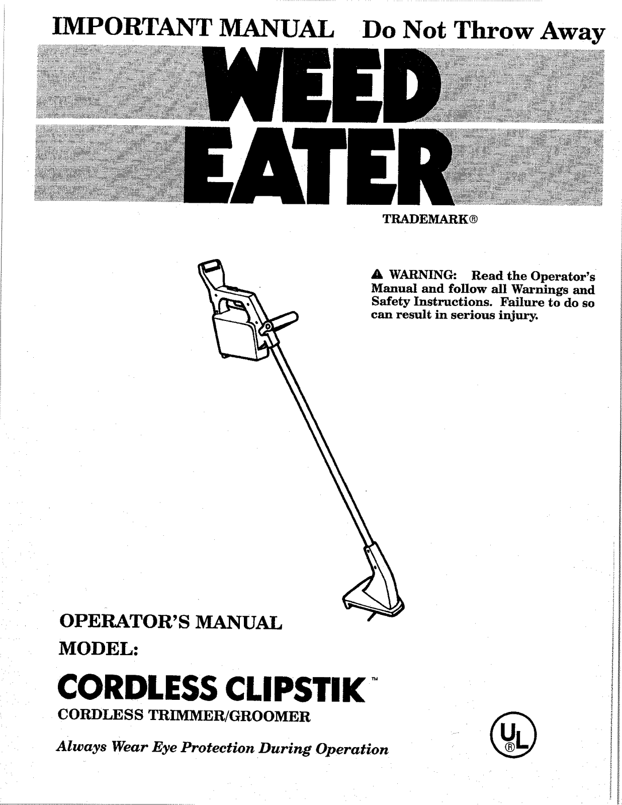 Weed Eater CLIPSTICK User Manual