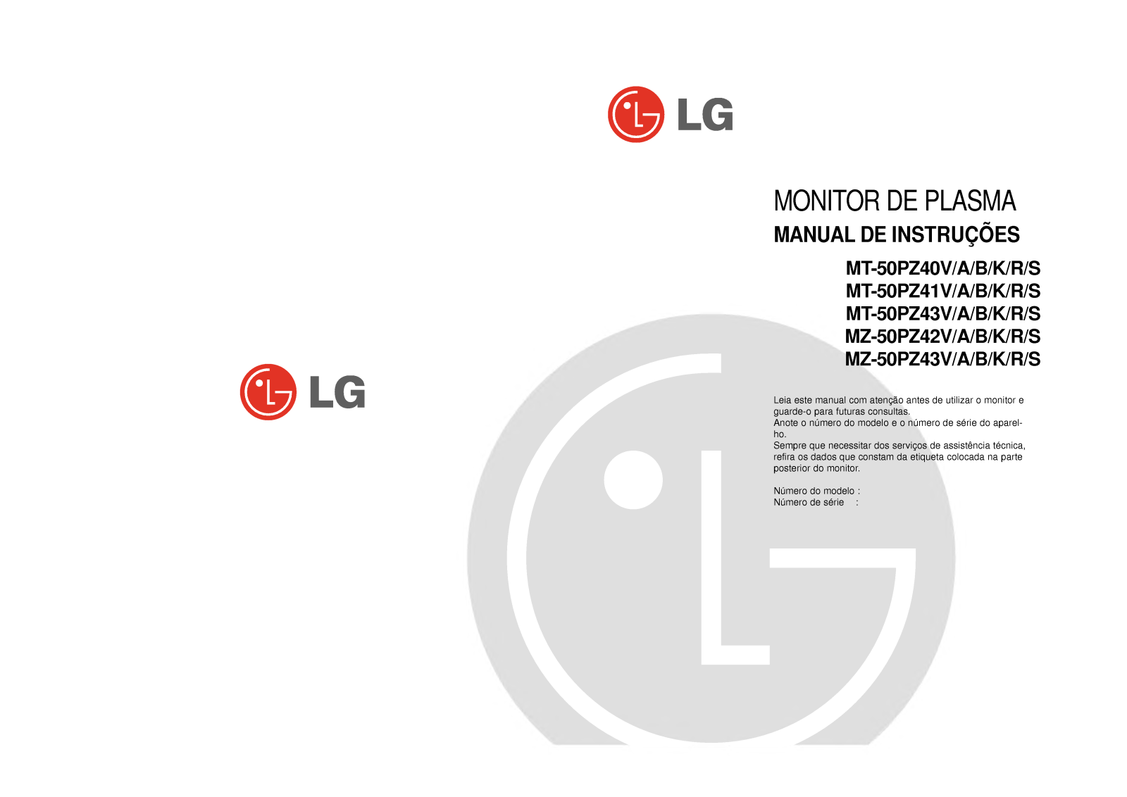 Lg MZ-50PZ43V, MZ-50PZ43VS User Manual