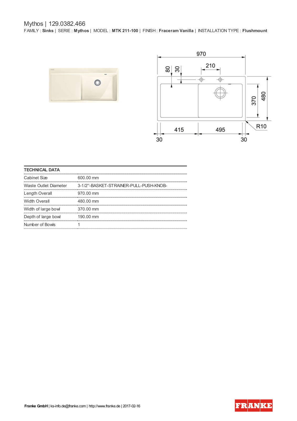 Franke 129.0382.466 Service Manual