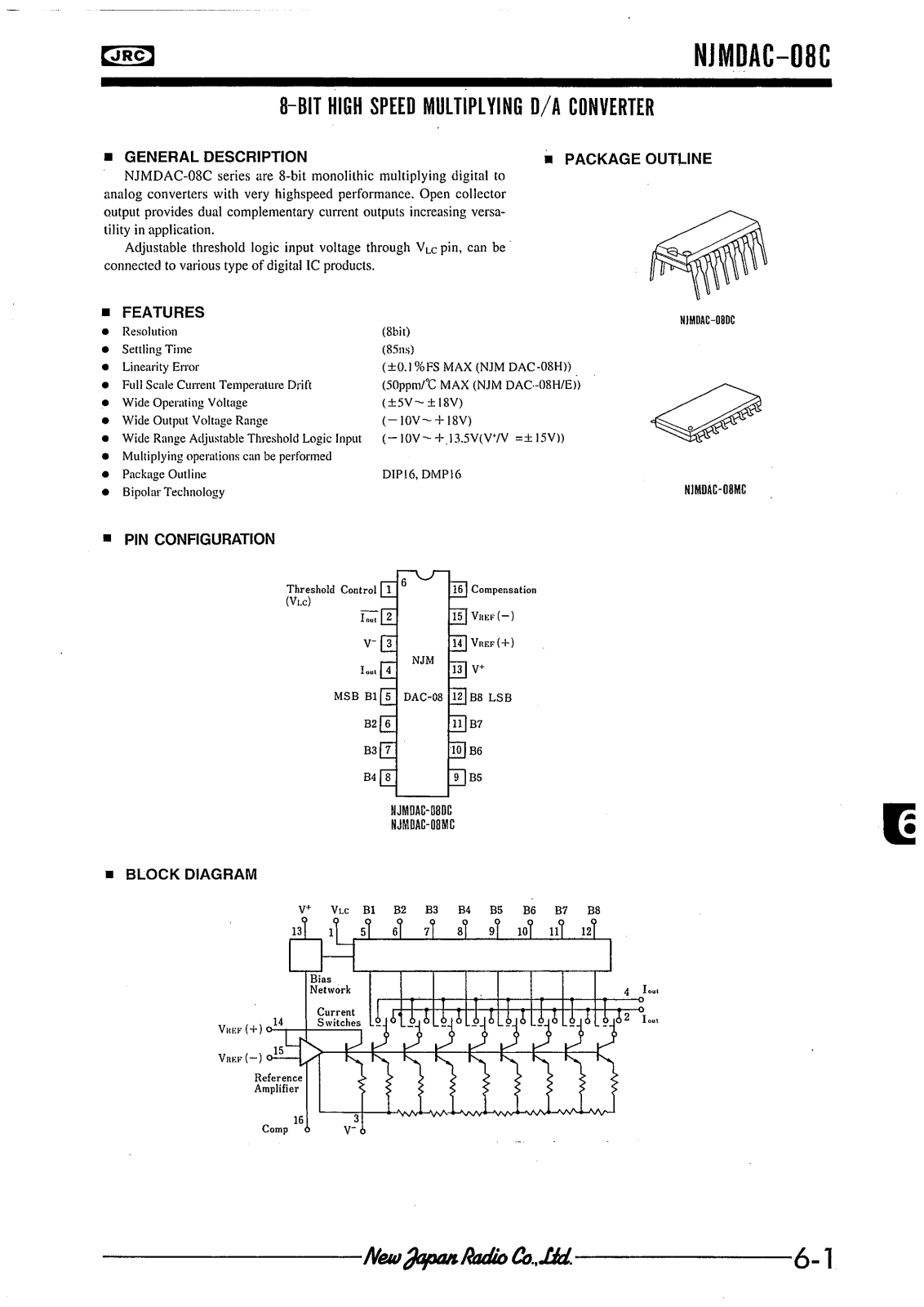 JRC NJMDAC-08MDC, NJMDAC-08DC Datasheet