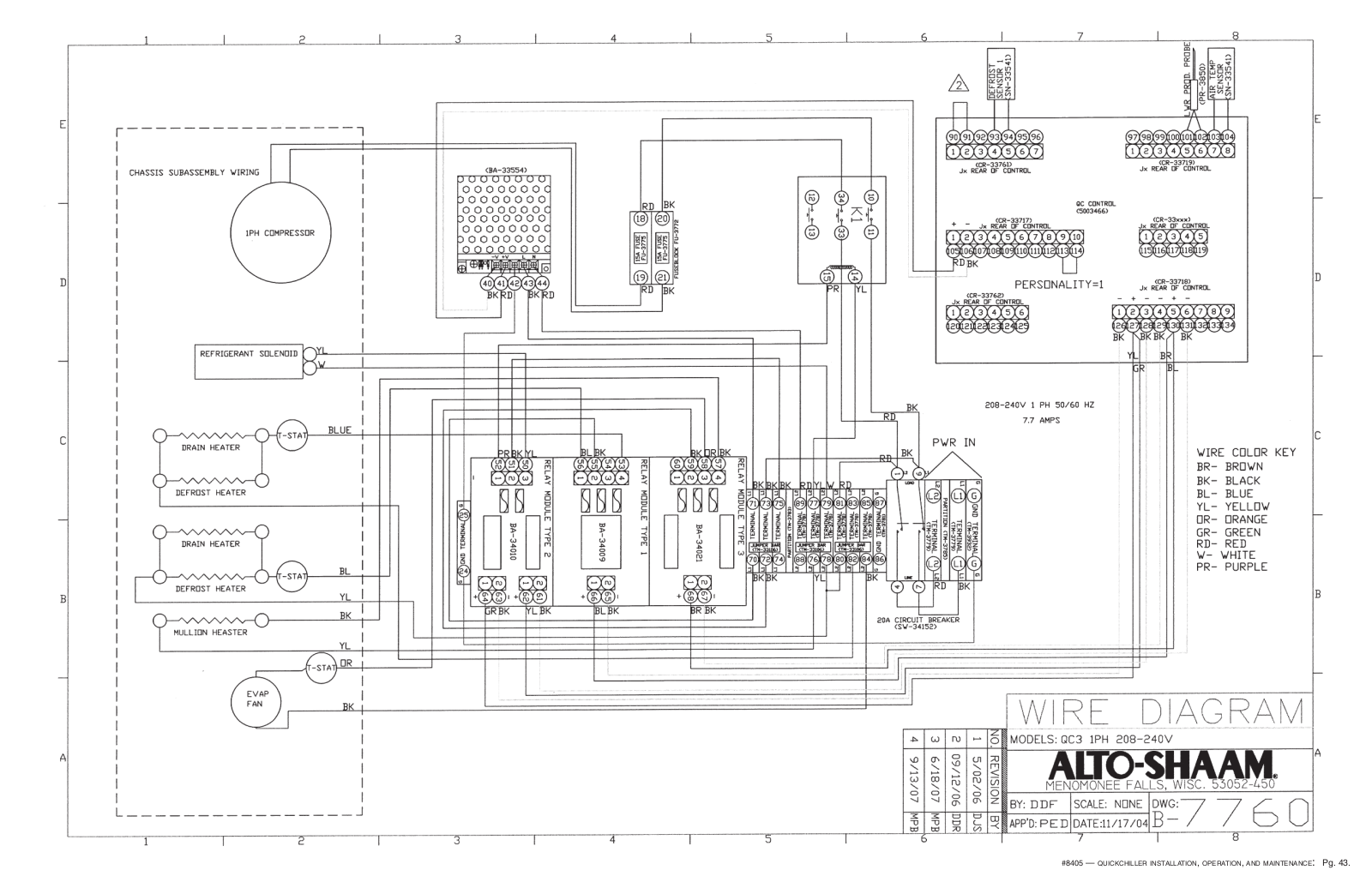 Alto Shaam 8405 QC Parts Diagram