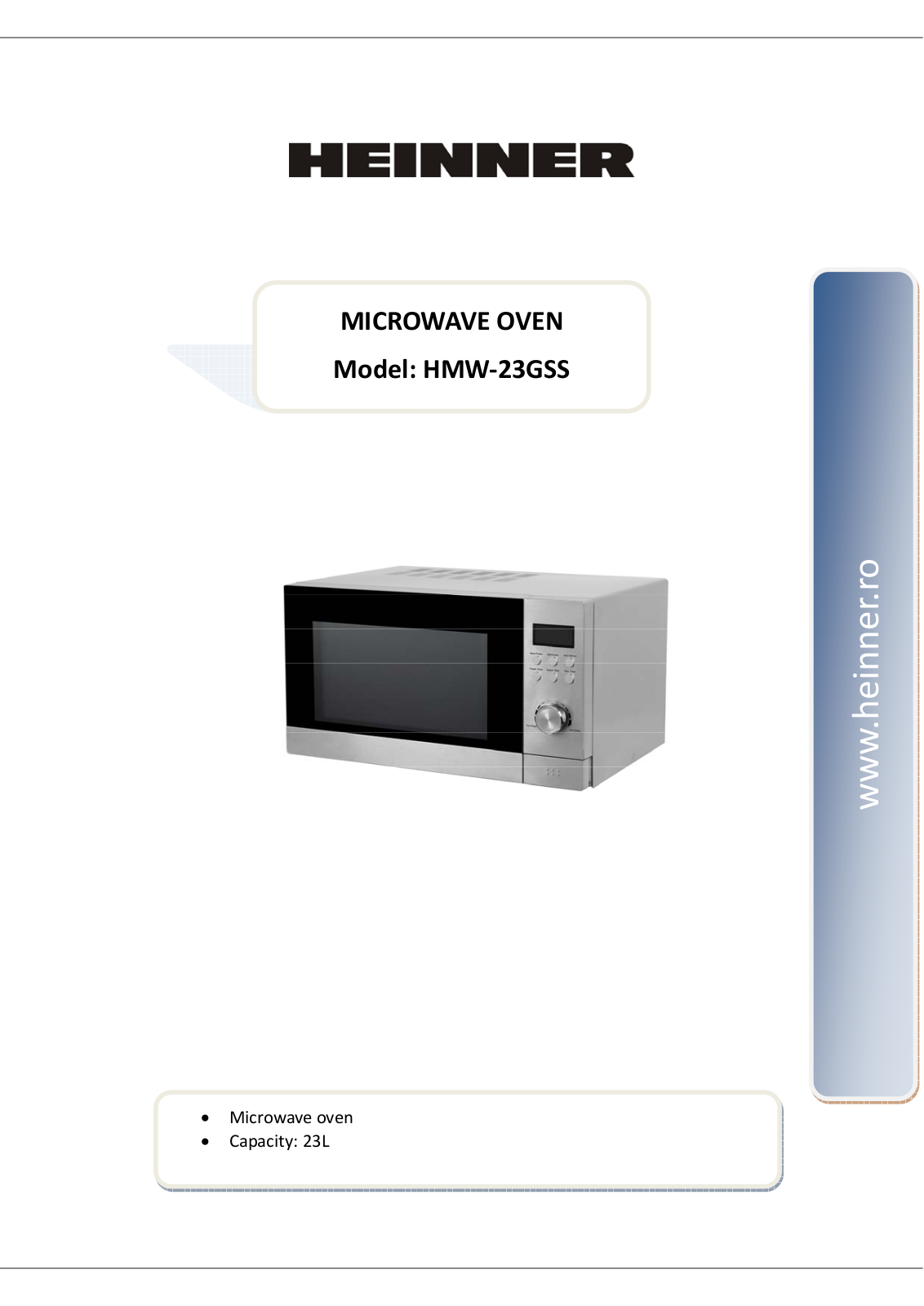 Heinner HMW-23GSS User guide - ManualMachine.com
