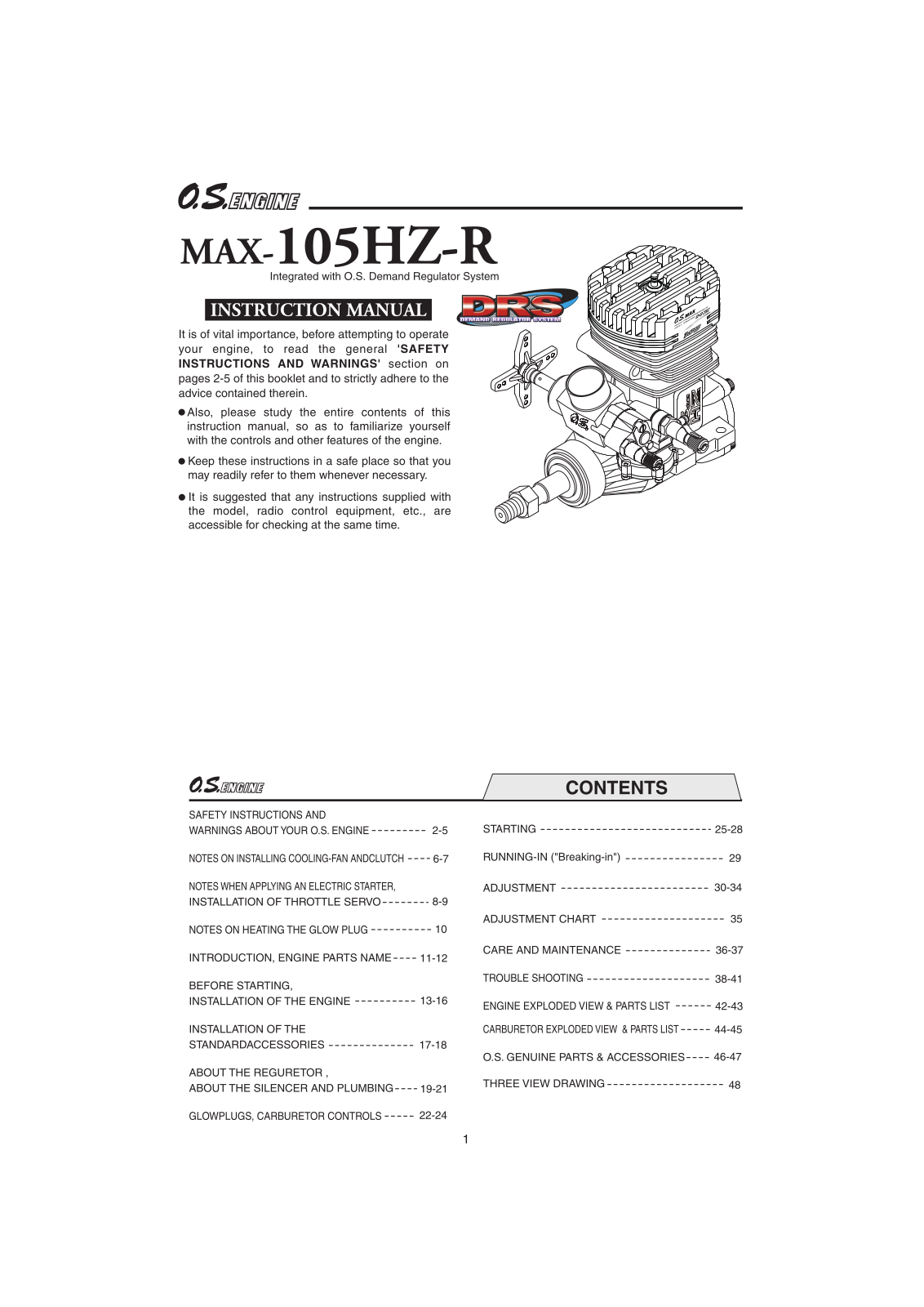 O.S.Engines max105HZ-R User Manual