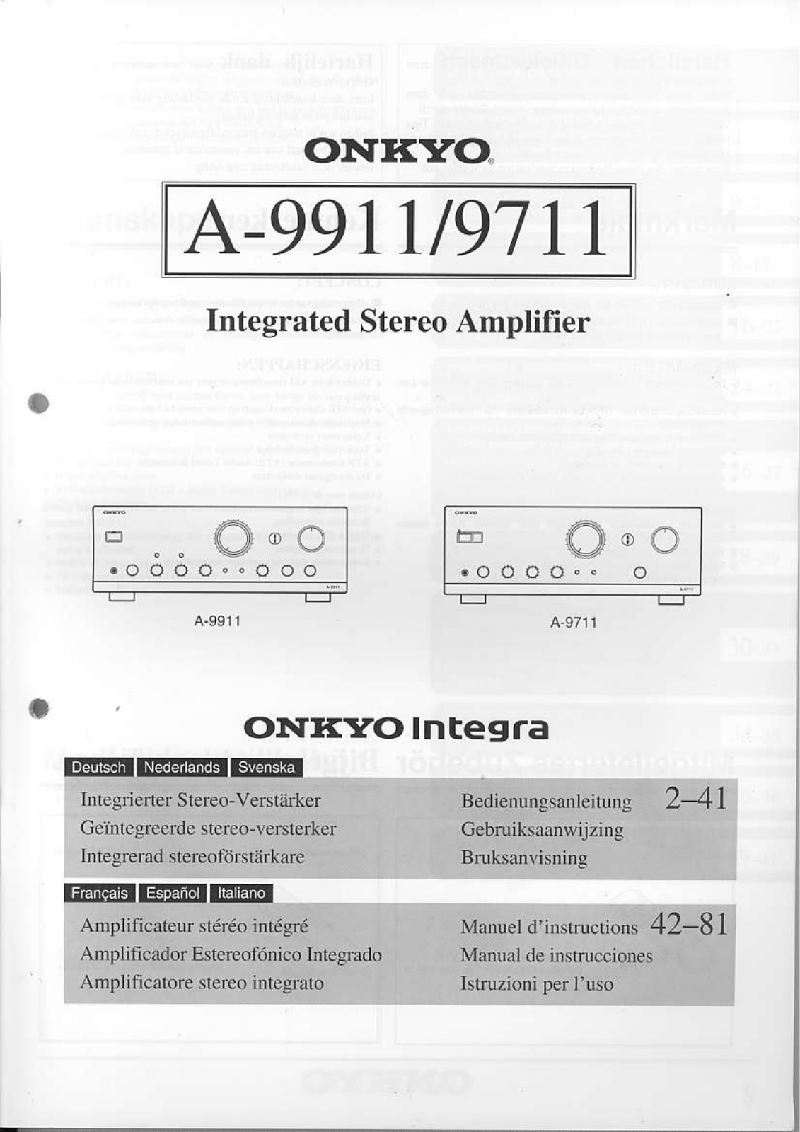 Onkyo A-9911, A-9711 Owners Manual