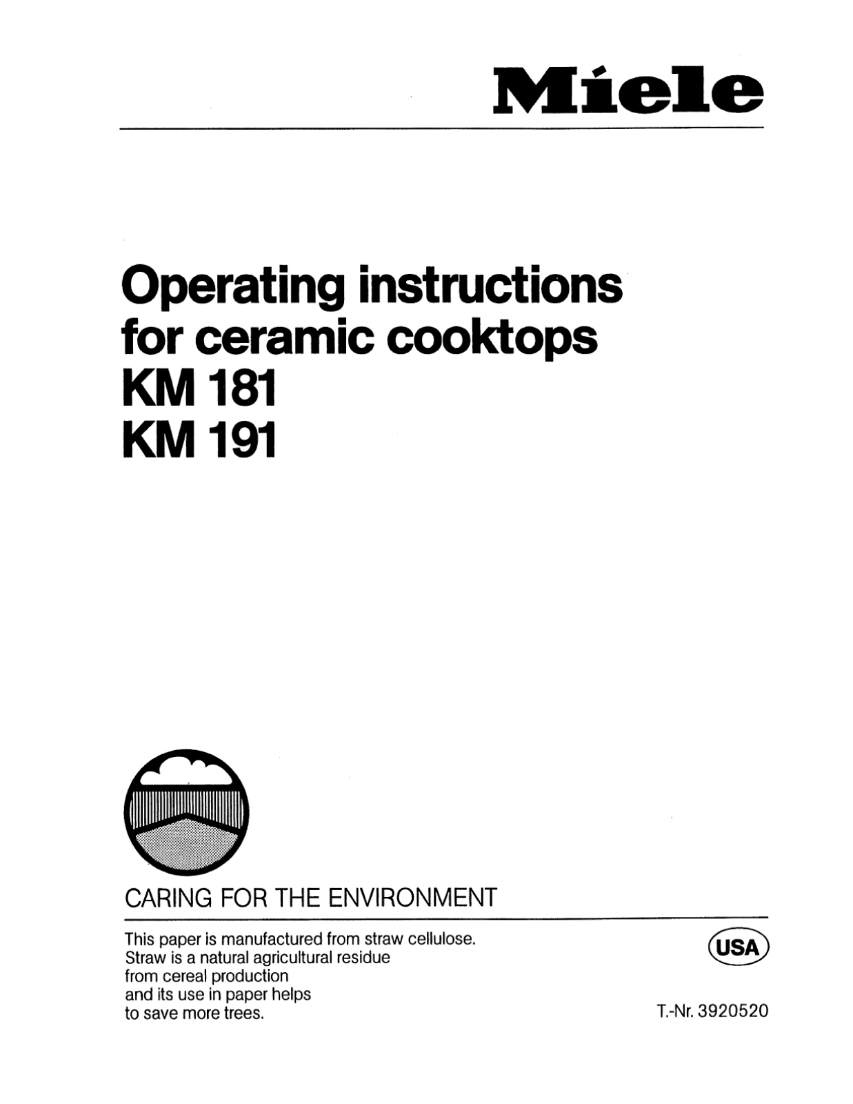 Miele KM181, KM191 Operating instructions