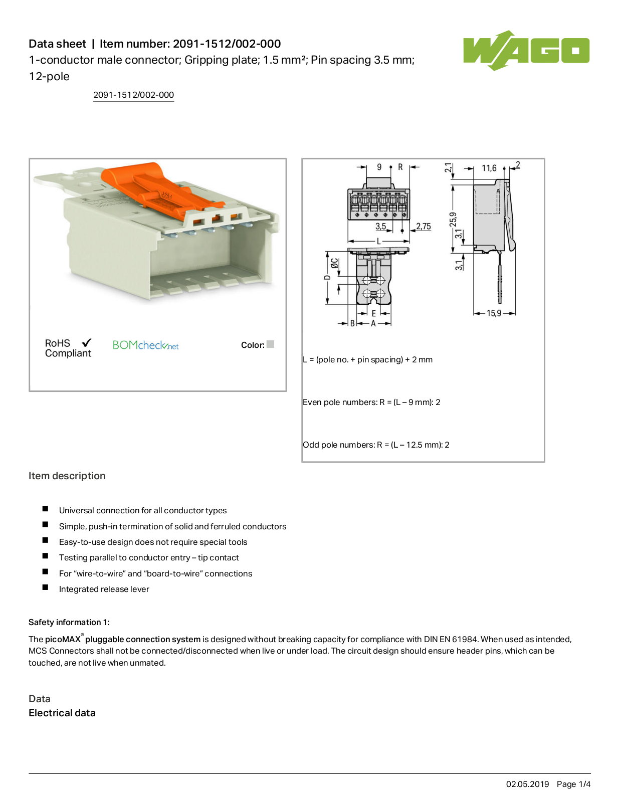 Wago 2091-1512/002-000 Data Sheet